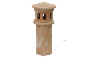 Terracotta chimney pot with hat